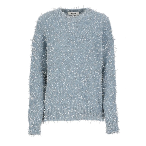 MSGM Lightblue Lurex Sweater Blue Maglione