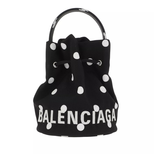 Balenciaga Wheel XS Drawstring Bucket Bag Leather Black/White Buideltas