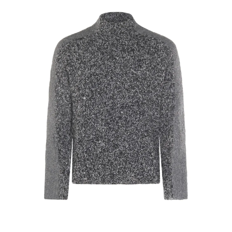 Diesel Pullover Textured Knit Sweater With High Neckline Grey