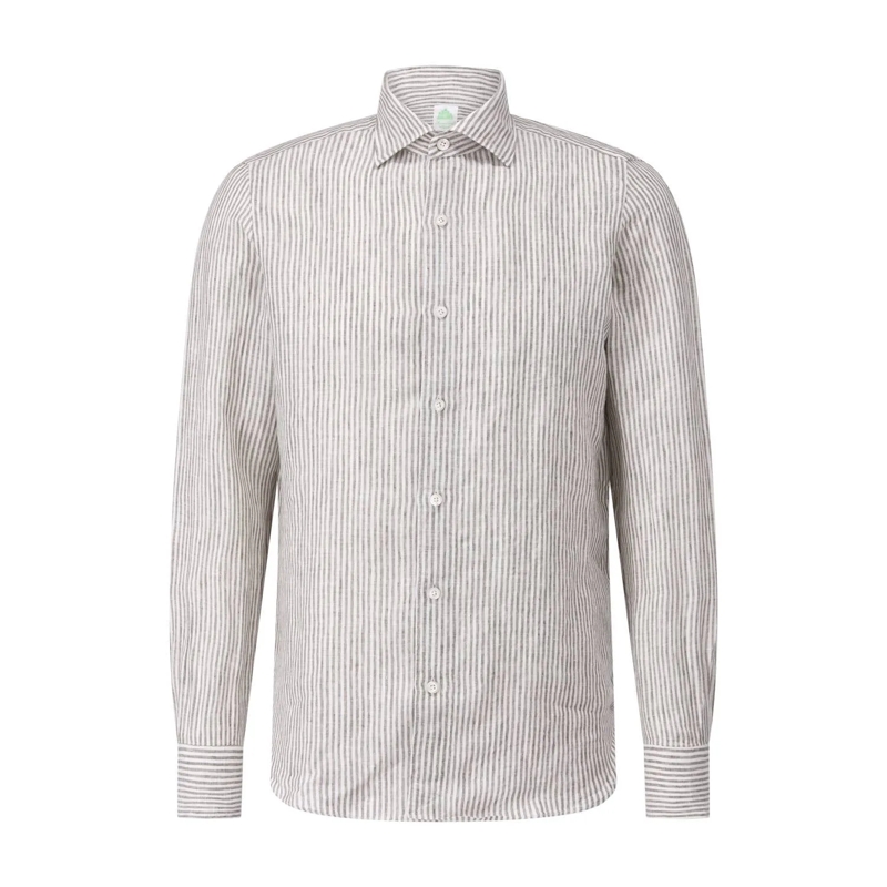 Finamore  Leinen-Hemd Luigi Tokyo mit Streifen Beige
