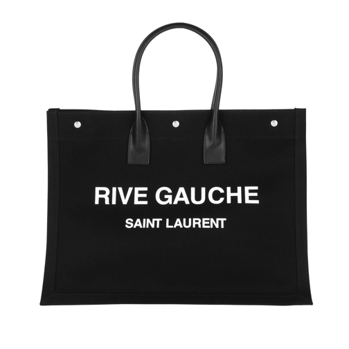 Saint Laurent Medium Cabas Tote Bag Black/White Rymlig shoppingväska