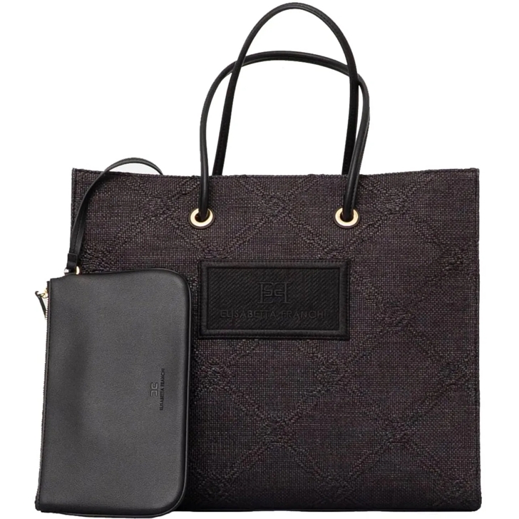 トートバッグ Elisabetta Franchi Black Tote Rafia Bag Elisabetta Franchi Black Tote Rafia Bag Black | Tote