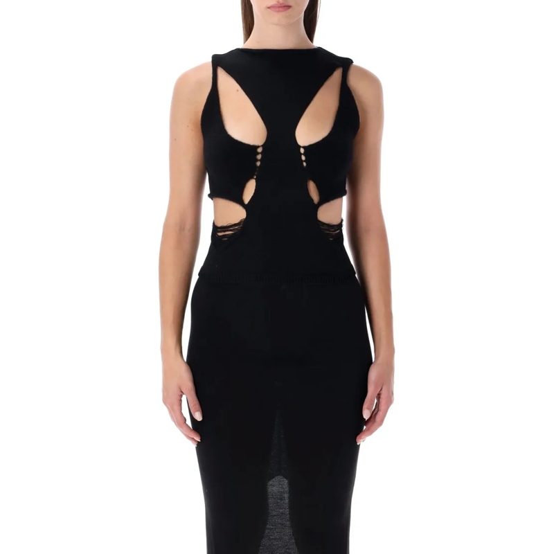 Rick Owens Top Black Wool Cut-Out Top Black