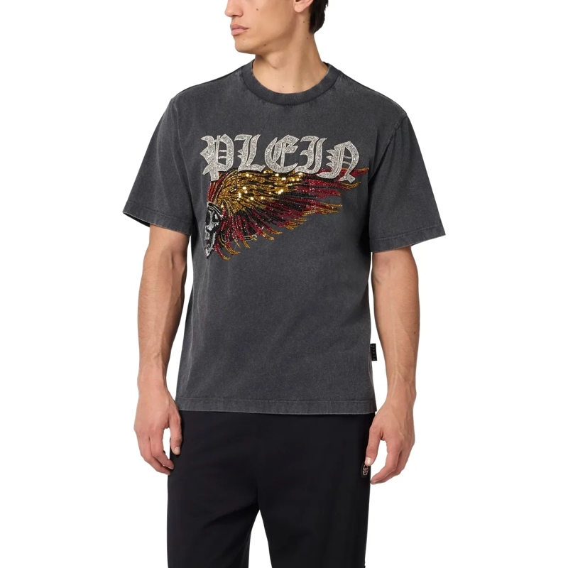 Philipp Plein T-Shirt Washed Round Neck T-Shirt Eagle Skull Skull schwarz(Image 3)