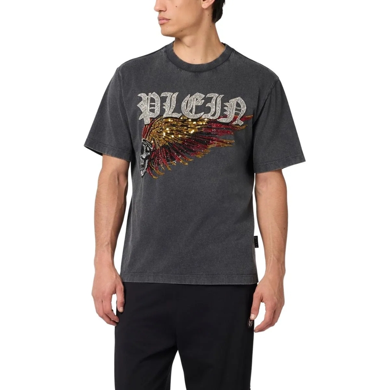 Philipp Plein T-Shirt Washed Round Neck T-Shirt Eagle Skull Skull schwarz(Image 3)
