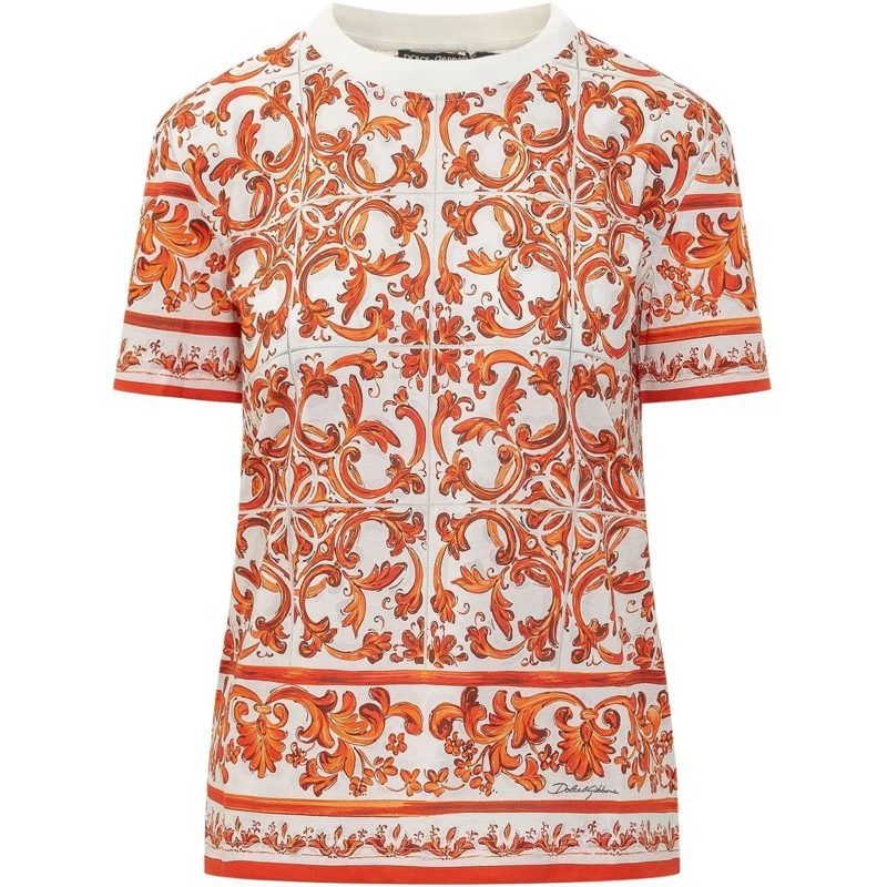 Dolce&Gabbana T-shirt T-shirt con Stampa Maiolica weiß