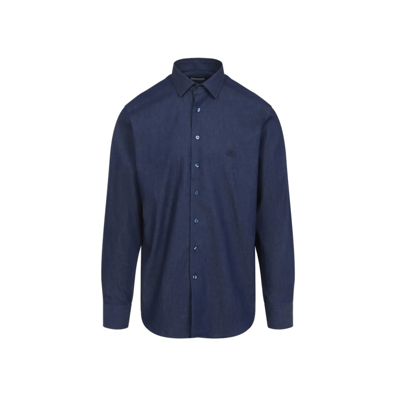 Etro Overhemd Tailored Blue Cotton Shirt Blue