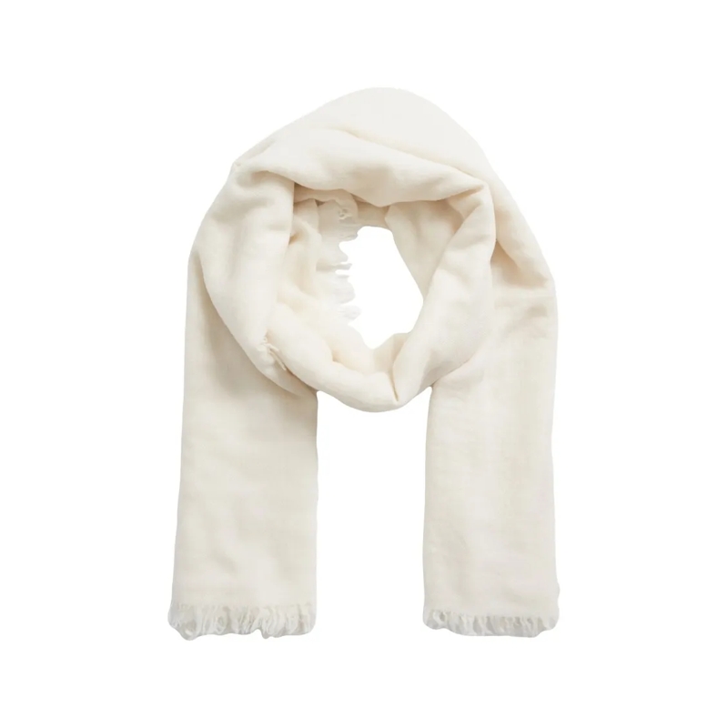 Codello Écharpe légère Fringed White Scarf With Fine Woven Texture White