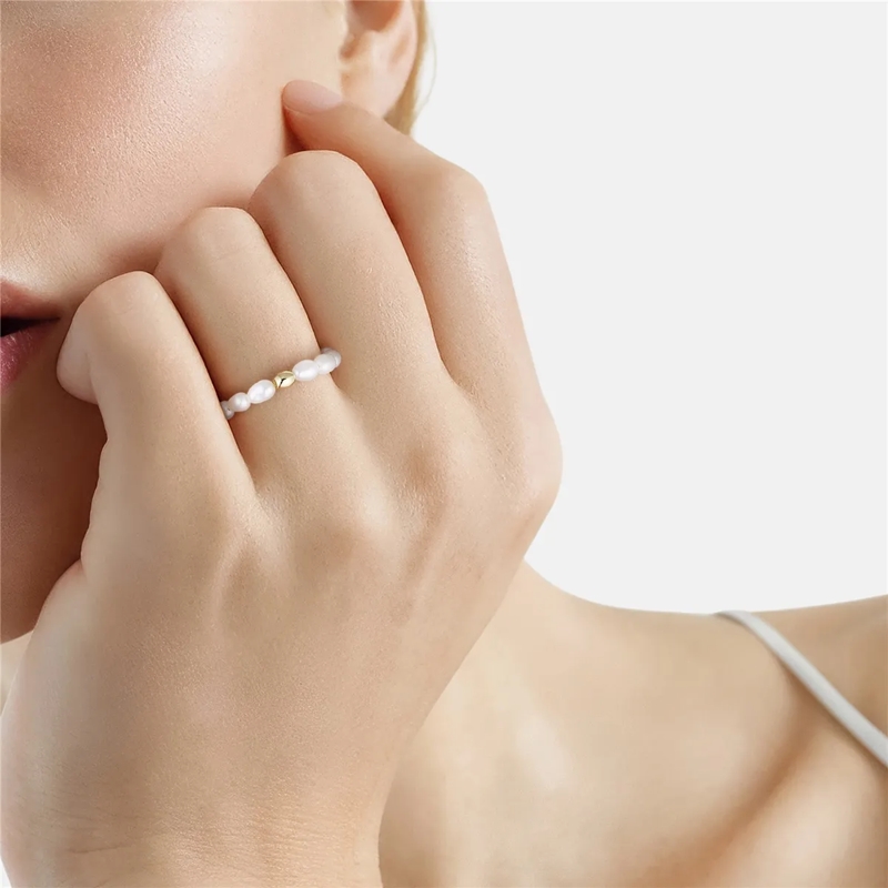 Glanzstücke München Ring Sterling Silber Perlen-Ring Süßwasser-Zuchtperle weiss(Image 2)