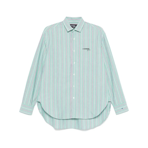 HOMMEGIRLS Chemises Green Striped Shirt White