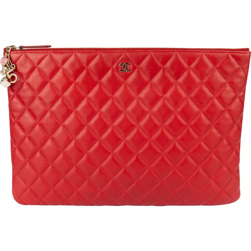 Chanel Tote Chanel Quilted Lambskin CC Clutch rot