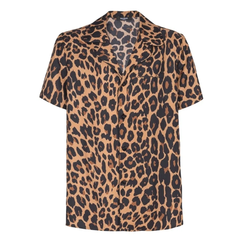 Balmain Overhemd Cedar Brown Short-Sleeved Shirt Brown
