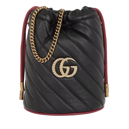 Gucci GG Marmont Quilted Bucket Bag Black/Red Buideltas