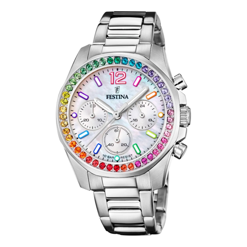 Festina Chronograph Stainless Steel Watch Bracelet Silver