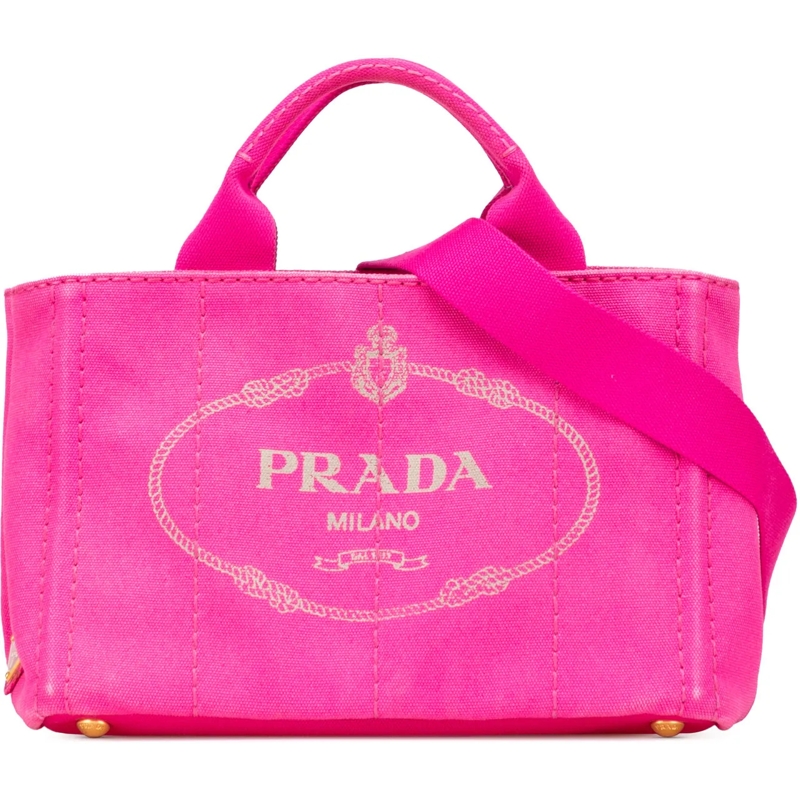 Prada Sac à bandoulière Small Canvas Canapa Logo Satchel rose