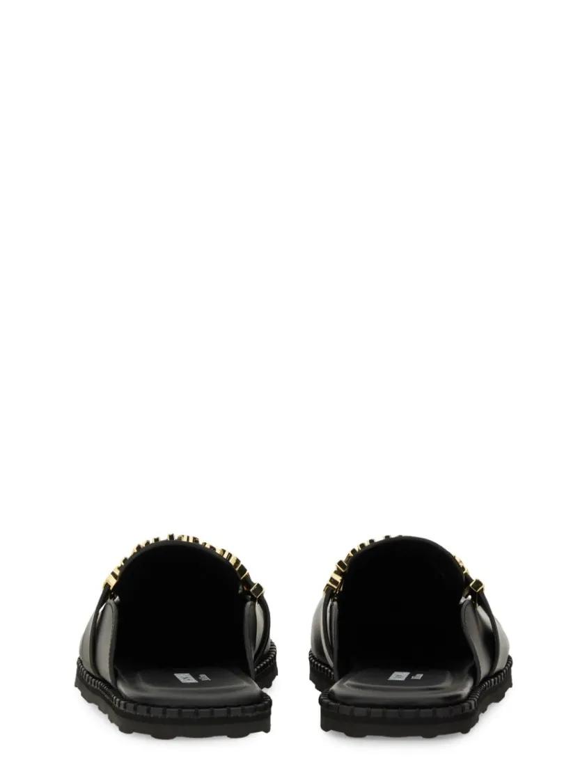 Thumbnail - Moschino Sandalen - Black Leather Sandal With Logo Detail - Gr. 36 (EU) - in Schwarz - für Damen