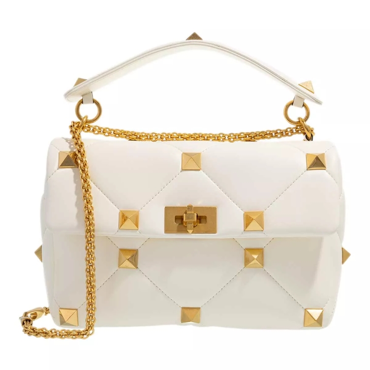 Valentino Garavani Roman Stud Large Shoulder Bag Ivory Schooltas