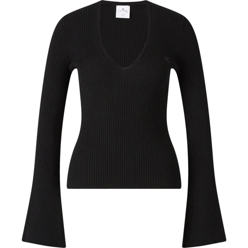 Courrèges Sweatshirts Logo Ribbed Top schwarz