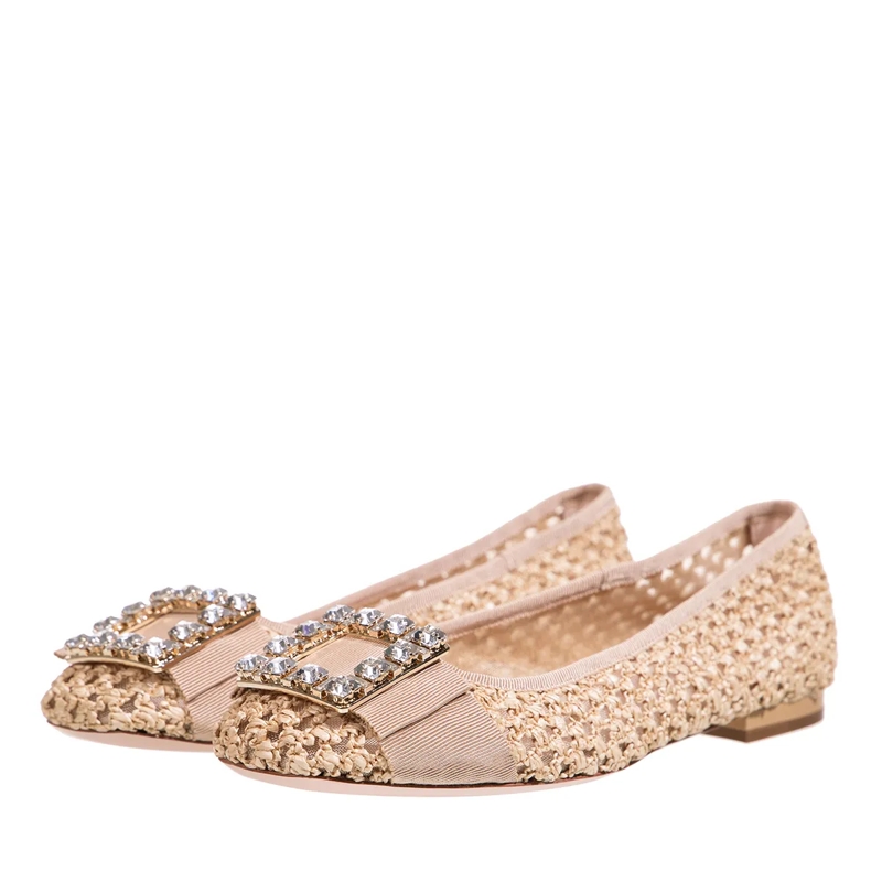 Roger Vivier Balletschoenen Très Vivier Raffia Beige(Image 3)
