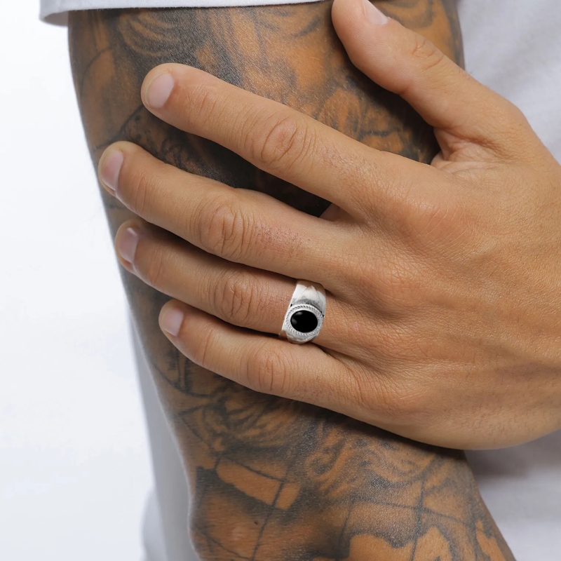 Kuzzoi Ring Ring Siegelring Schwarz Onyx 925 Sterling Silber silber(Image 5)