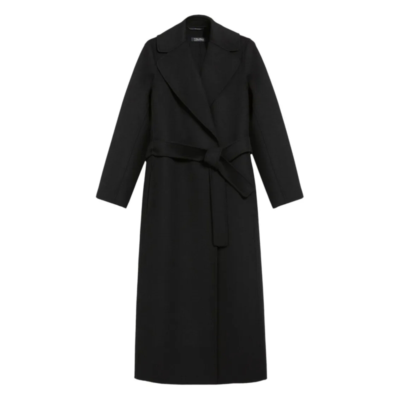 Max Mara Übergangsmantel Double Draped Black Wrap Coat Black