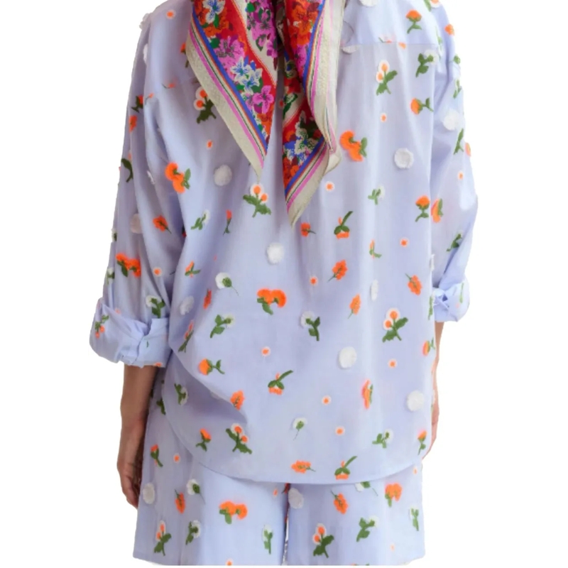 Essentiel Antwerp Bluse Essentiel Antwerp Embroidered Boxy Shirt Blouses L blau(Image 3)