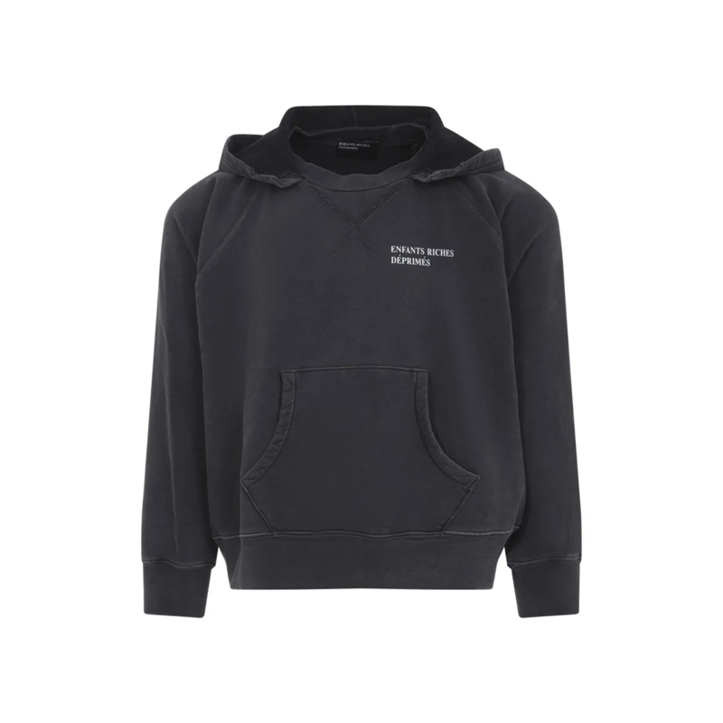 ENFANTS RICHES DÉPRIMÉS  Vintage-Inspired Black Hoodie With Subtle Logo And Black