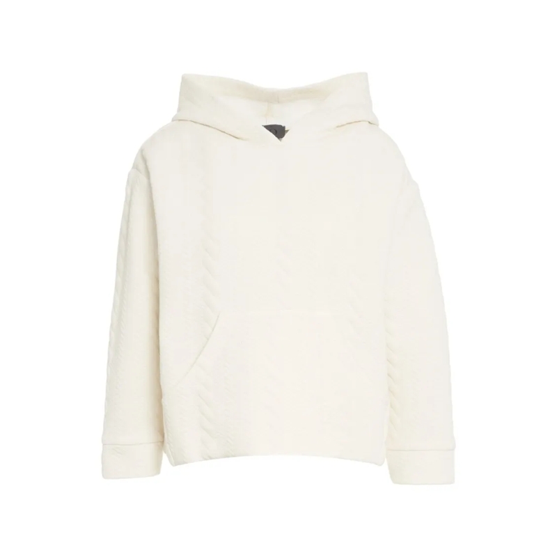 Oblo Unique  Quilted White Hoodie With Cozy Hood And Kangaroo P White