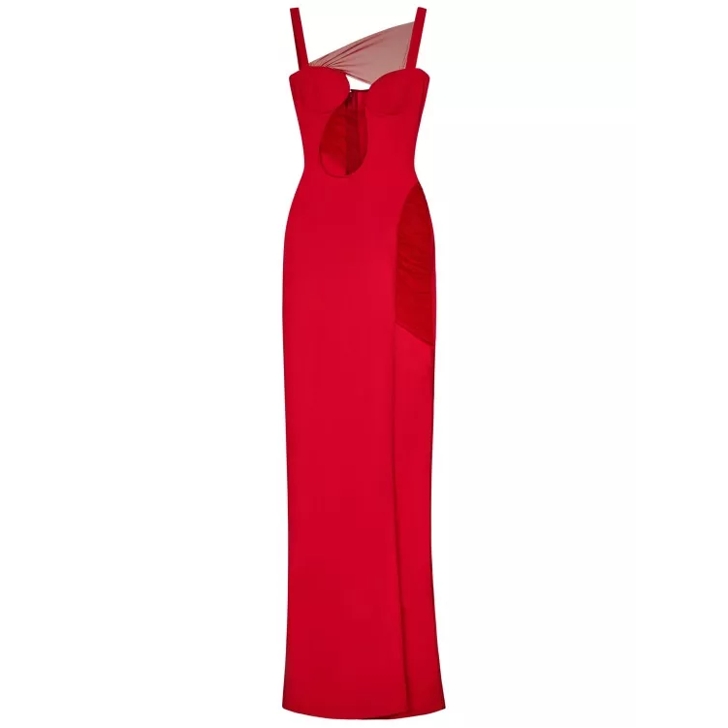 Nensi Dojaka Long Red Stretch Viscose Jersey Dress Red