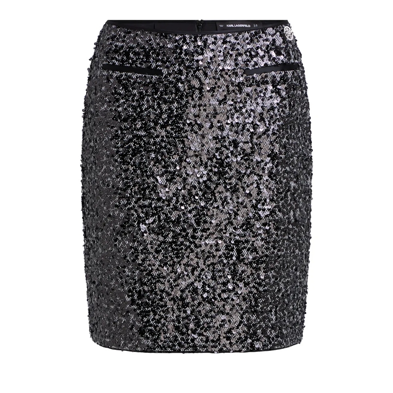Karl Lagerfeld Minirock Tweed-Rock mit Pailletten silber