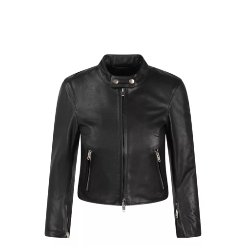Balenciaga Cropped Leather Jacket Black 