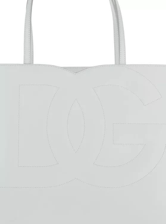 Dolce&Gabbana Totes Dg Logo' White Medium Shopper In Leather in wit