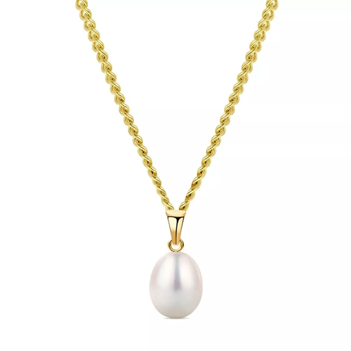 DIAMADA (14K) Pearl Pendant with Necklace Yellow Gold Mellanlångt halsband