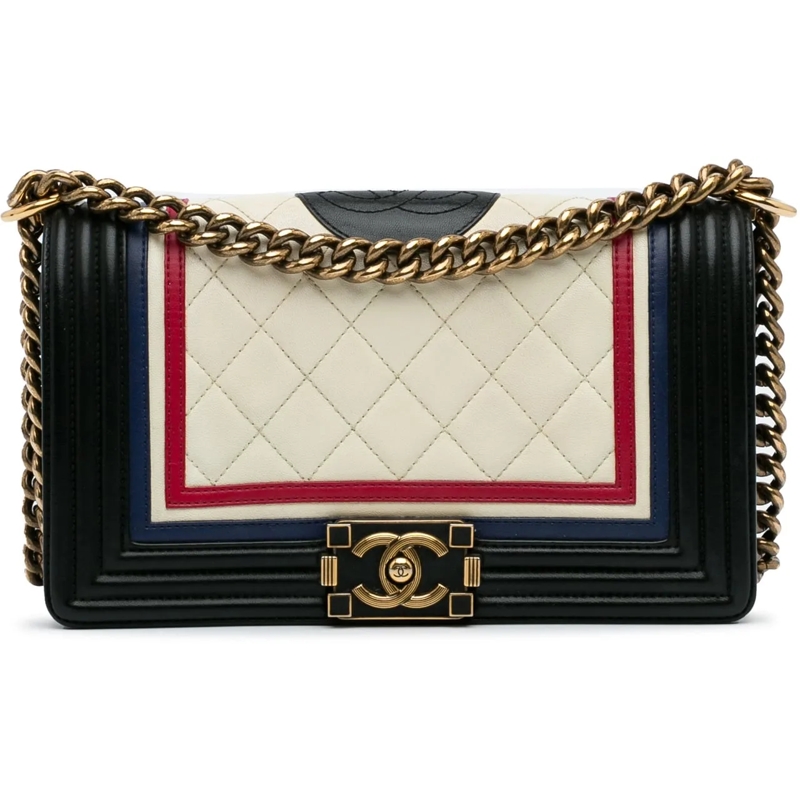 Chanel Schultertasche Crest-Embellished Medium Boy Bag weiß