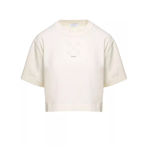 Off-White Small Arrow Pearls Crop Tee Beige White 