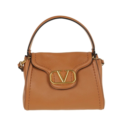 Valentino Crossbody Bag Top Handle Bag Alltime Antique Brass Logo Brown