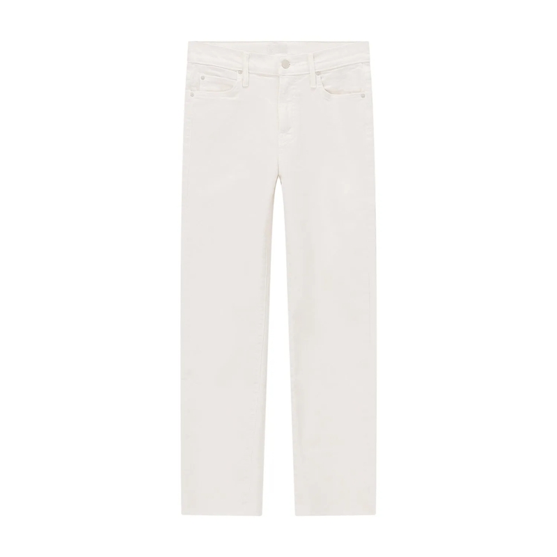 Mother Jeans Cream Puffs White Cotton Blend Flared Cropped Jean White(Image 2)