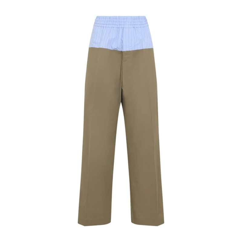 Dries Van Noten Pantalon de costume Two-Tone Straight-Leg Trousers With Elasticated Wa Brown