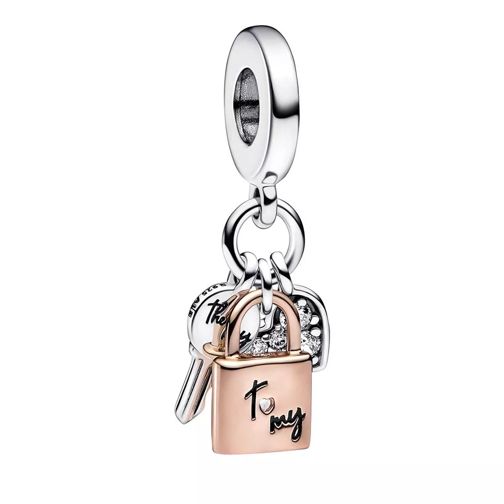 Pandora Padlock, key and heart sterling silver and 14k rose gold-plated Hänge