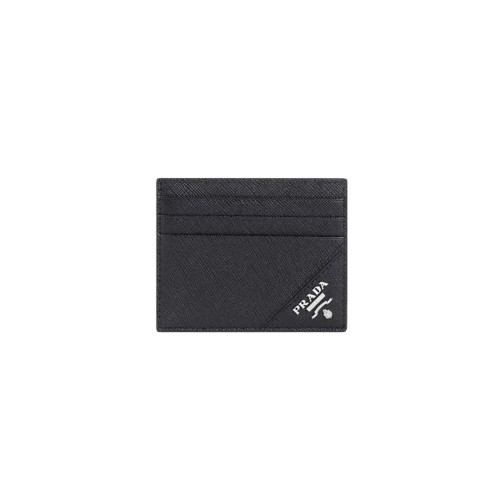 Prada Black Leather Card Holder With Logo Black Porte-cartes