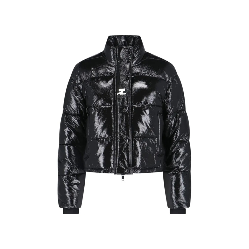 Courrèges Overgangsjas Cropped Steppjacke AC Vinyl Schwarz