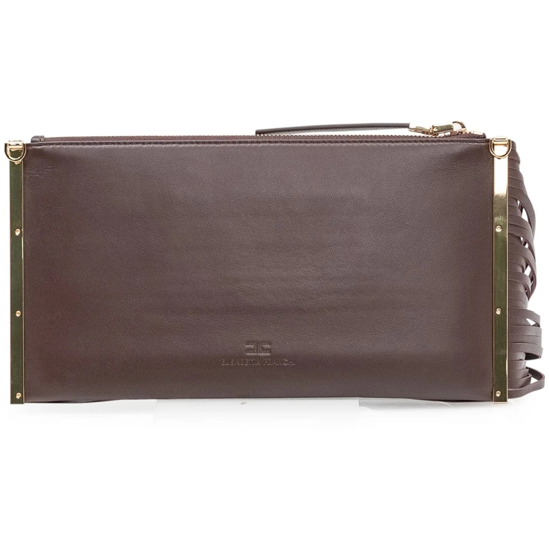Elisabetta Franchi Clutch Pochette con Frange e Zip braun(Image 4)
