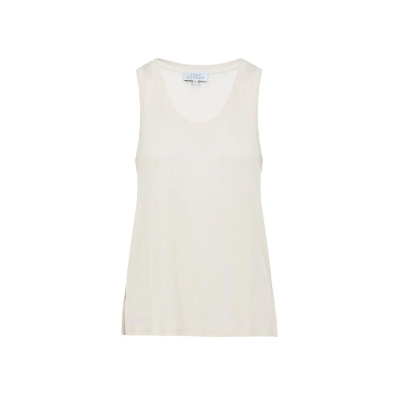 Studio Nicholson Blouse Relaxed-Fit Sleeveless Lyocell Top With Side Slits Neutrals