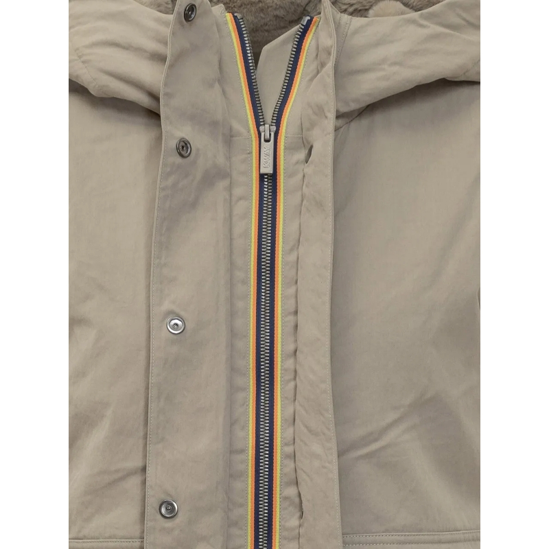 K-Way Übergangsjacke Giacca K-Way con Cappuccio e Fodera in Pelliccia S beige(Image 4)