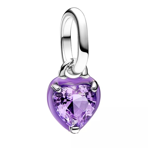 Pandora Pendant Heart sterling silver mini dangle with enamel Purple