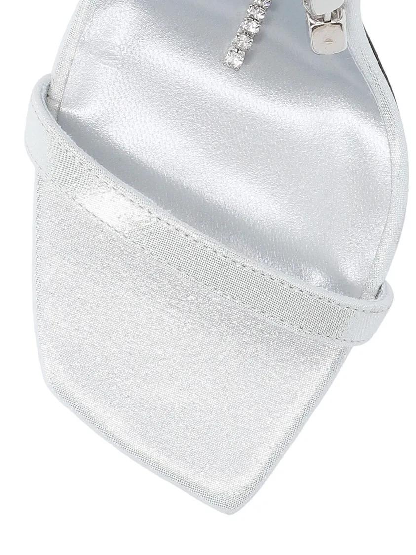 Thumbnail - Jimmy Choo Sandalen - "Verity 100" Rhinestone Slingback Sandals Silver - Gr. 38,5 (EU) - in Weiß - für Damen