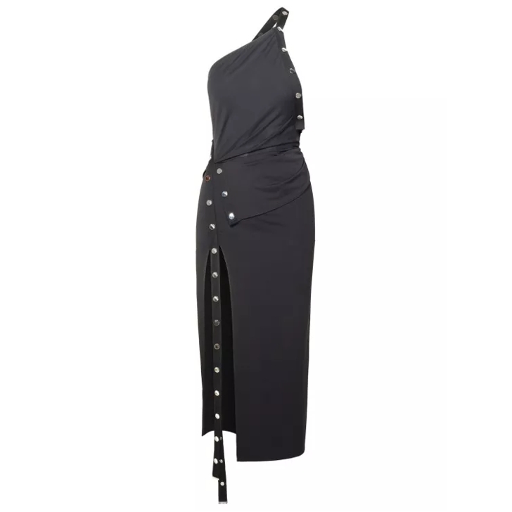 The Attico Black Acetate Blend Midi Dress Black