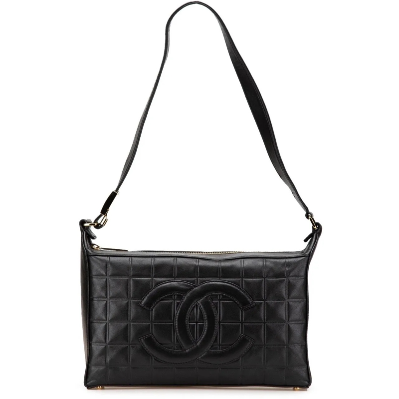 Chanel Sac à bandoulière CC Choco Bar Lambskin Shoulder Bag schwarz
