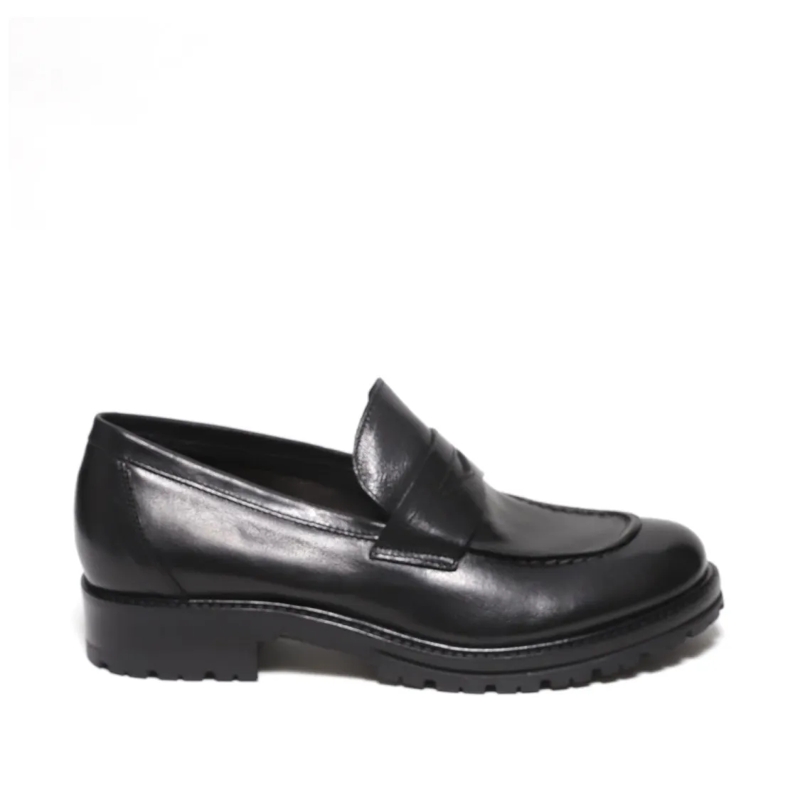Hundred 100 Ballerines Black Leather Moccasin Black