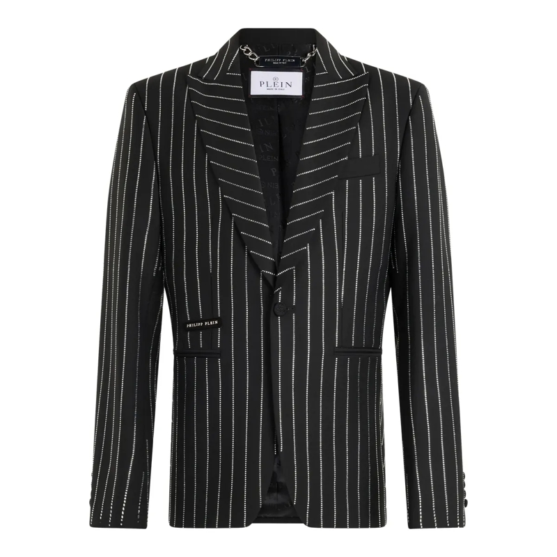 Philipp Plein Blazer Jacquard Blazer Lord Fit Strass schwarz